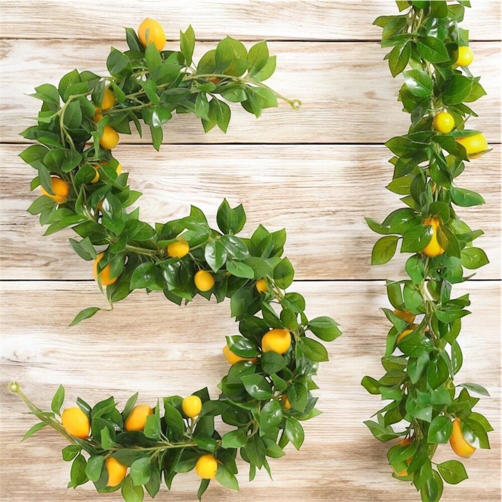 Lemon Leaf Artificial Garland - Green and Yellow Decorative Vine